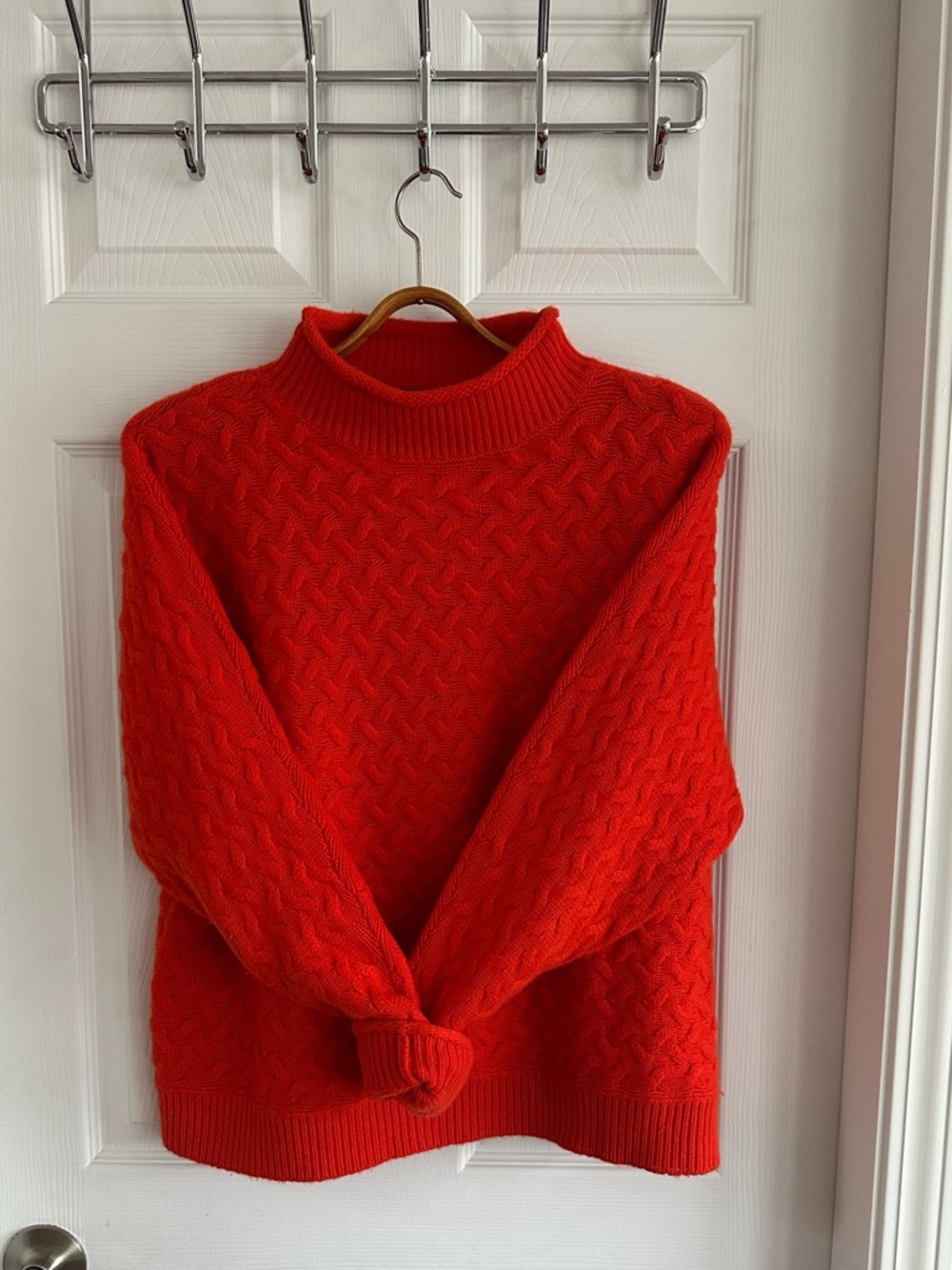 Windsor Bright Orange Cable-Knit Turtleneck Sweater